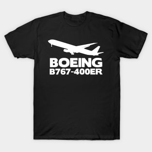 Boeing B767-400ER Silhouette Print (White) T-Shirt